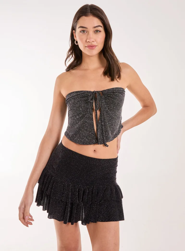 Glitter Key Hole Crop Top - 1