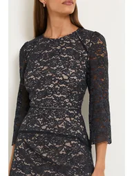 Lace Ladder Trim Midi Dress - 3