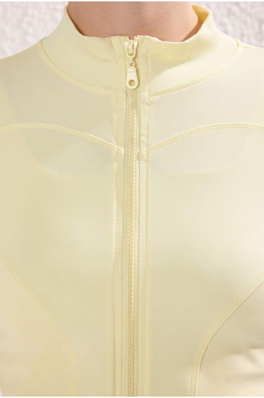 Yellow Zippered Stand Collar Knitted Sports Jacket/Sweatshirt product thumbnail 3