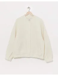Cream Brushed Faux Wool Bomber