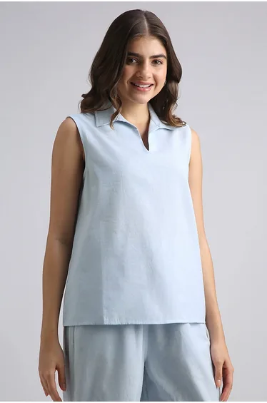 Sleeveless Collared Top