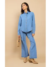 Xanthe Blue Denim Shirt Vicky Pattison EDIT