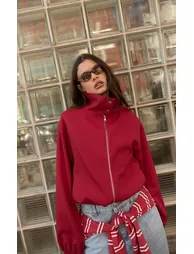 Red Funnel Neck Windbreaker