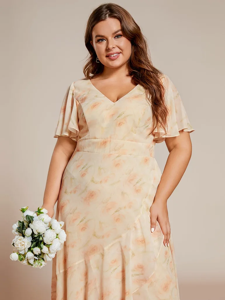 ever OREE|Charming Chiffon Bridesmaid Dress with Lotus Leaf Hemline - 2