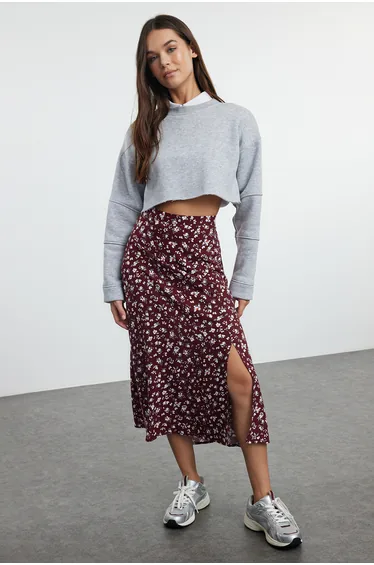 Skirt - Burgundy - Midi