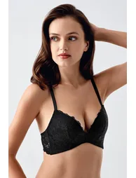 Push Up Lace Detailed Non-Wireless Bra - 1