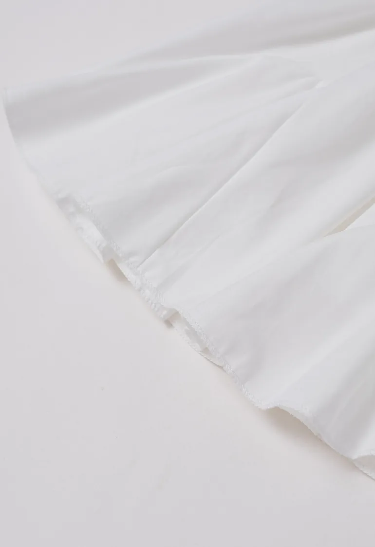 Cinched Waist Wide-Belt Cotton Shirt Dress in White - 11