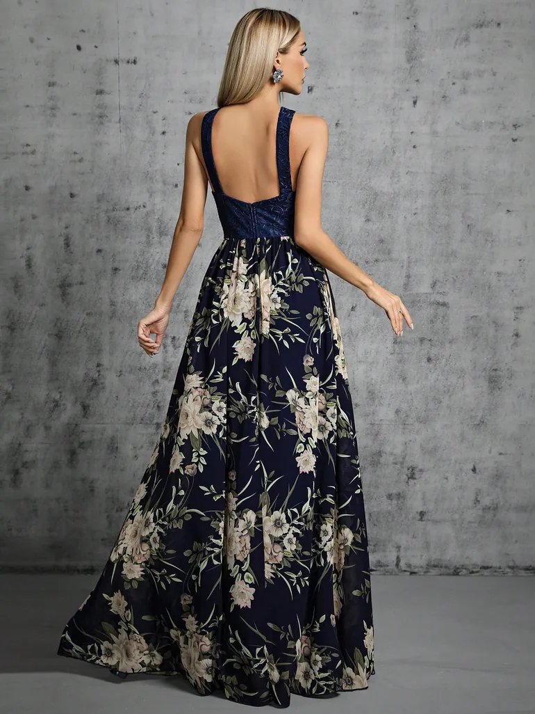 Leely Elegant Halter Sleeveless A-line Party Dress - 1