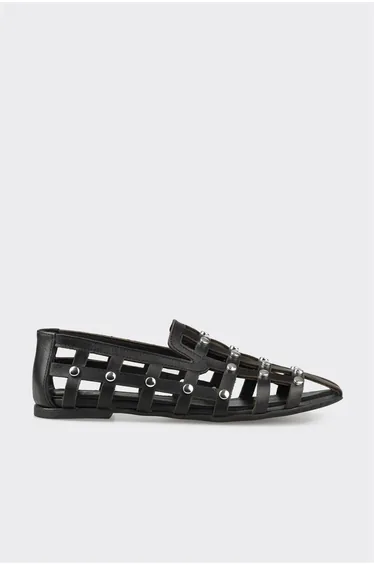 Black Leather Women's Casual Shoes