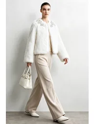 Hand-Sewn Rhinestone Eco Fur - 6