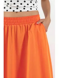 BUSEM Elastic Waist Midi Skirt with Pockets - 3