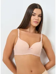 Pack of 2 - Padded Wired Solid Balconette Bra with Metal Trim - 1