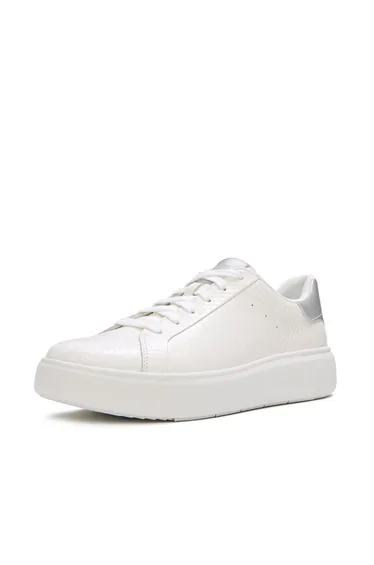Rtg Leather Snake Lace Up Trainers Urban White/Silver