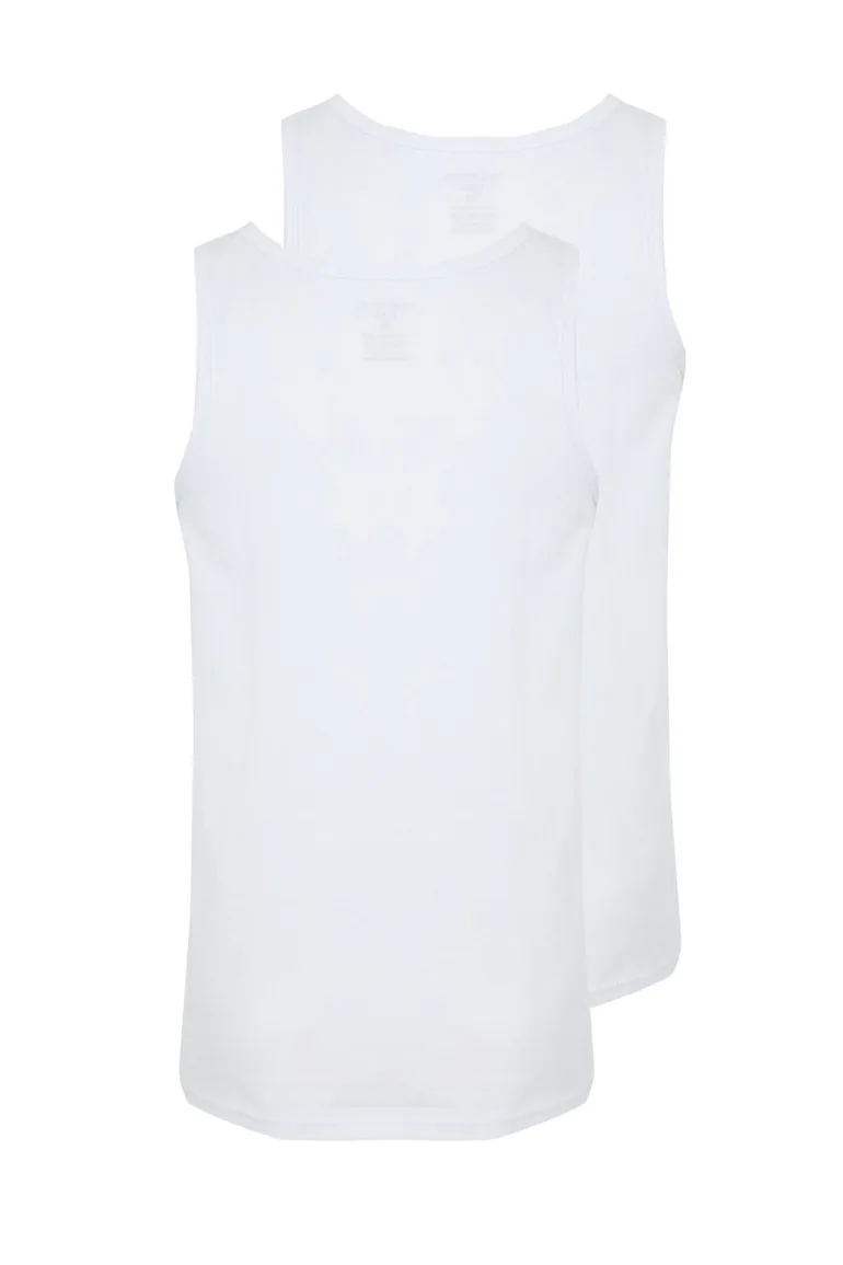 Men's White Basic 2-Pack Underwear Undershirt - 1