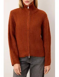 Wardrobe Essentials Tile Zipper Soft Textured Wide Fit Knitwear Cardigan - 2