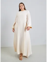 Plus Size Foil Trim Jalabiya with Pocket - 2
