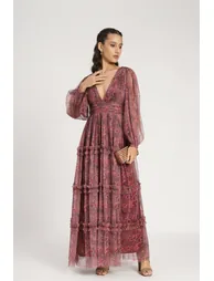 Lydia Maxi Dress in Purple Floral - 2