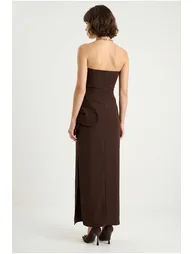 LUCCI Strapless Floral Maxi Dress with Bow Detail - 4