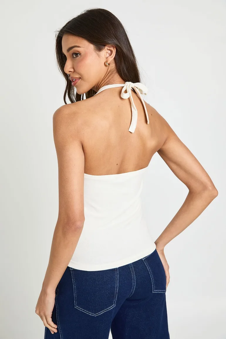 Studded Halterneck - ecru - 1