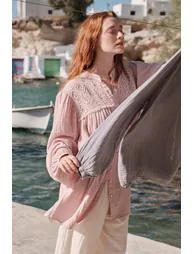 MUSLIN EMBROIDERED SHIRT - 5
