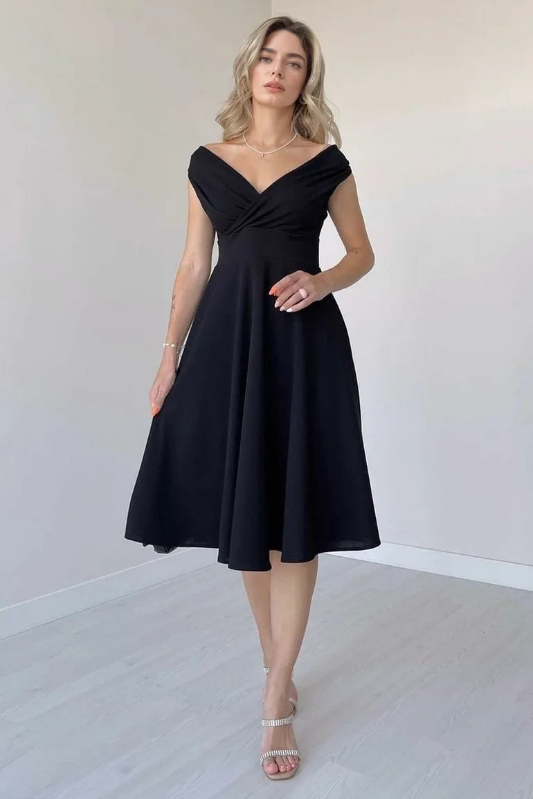 Black A-Cut Woven Dress