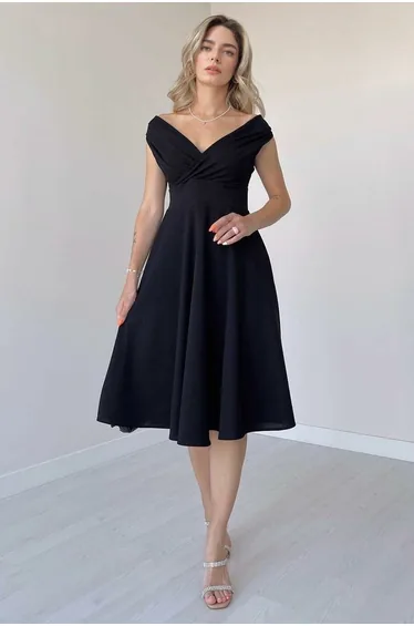 Black A-Cut Woven Dress