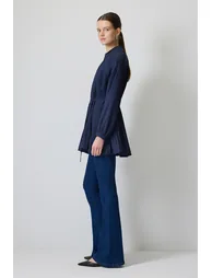 PLEATED FRONT ZIPPERED JACKET - 2