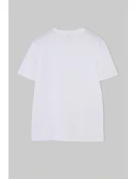 White Off-Shoulder Regular Fit Stripe Detailed 100% Cotton T-Shirt - 5