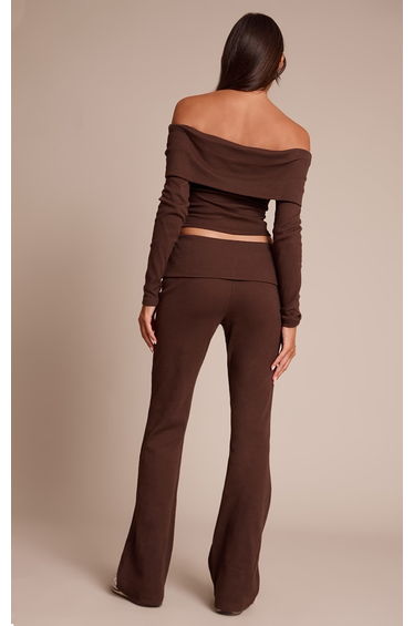 Chocolate Brown Fold Over Straight Leg Trouser product thumbnail 3