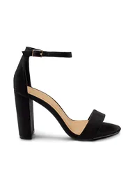SKYE STRAPPY BLOCK HEELS WITH BUCKLE IN BLACK - 1