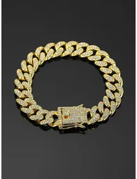 Rhinestone Crystal Curb Chain Bracelet - 2