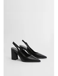 Nicola Faux Patent Leather Slingback Pointed Court Shoes