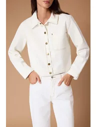 Premium Ecru Special Fabric Regular Cut 100% Cotton Jacket - 3