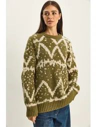 LUCCI Oversized Ethnic Knit Sweater - 1