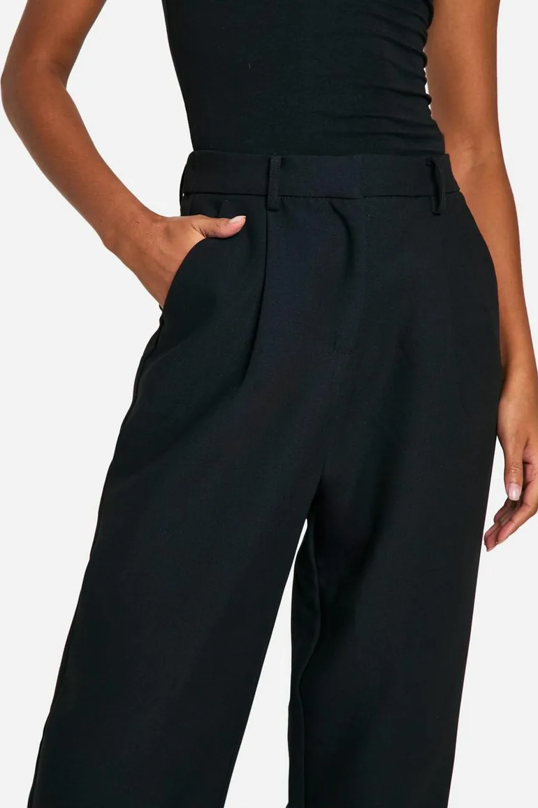 Tall Essential Wide Leg Tailored Trousers - black - 3