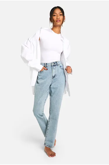 Basics High Waisted Slim Fit Jeans - light blue