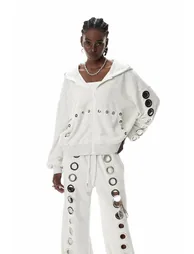 Costel Eyelet Hooded Jacket - 1