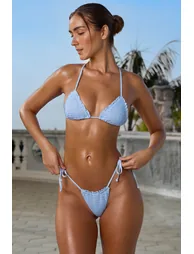 Halter Neck Triangle Bikini Top in Sky Blue