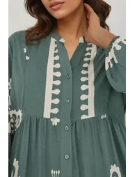 Printed Long Sleeve Viscose Maxi Dress - 2