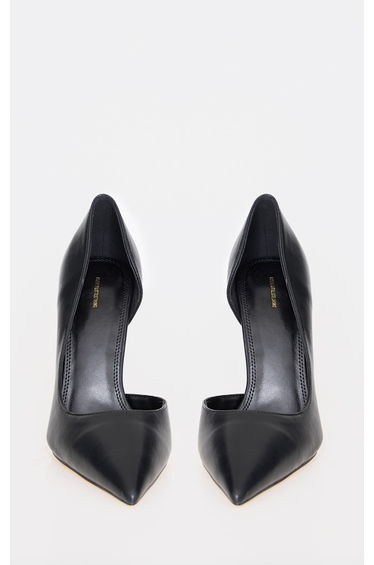 Black PU Point Toe Curved Cut Out High Heel Courts product thumbnail 3