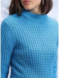 Textured Cable Knit Turtle Neck Sweater - 4