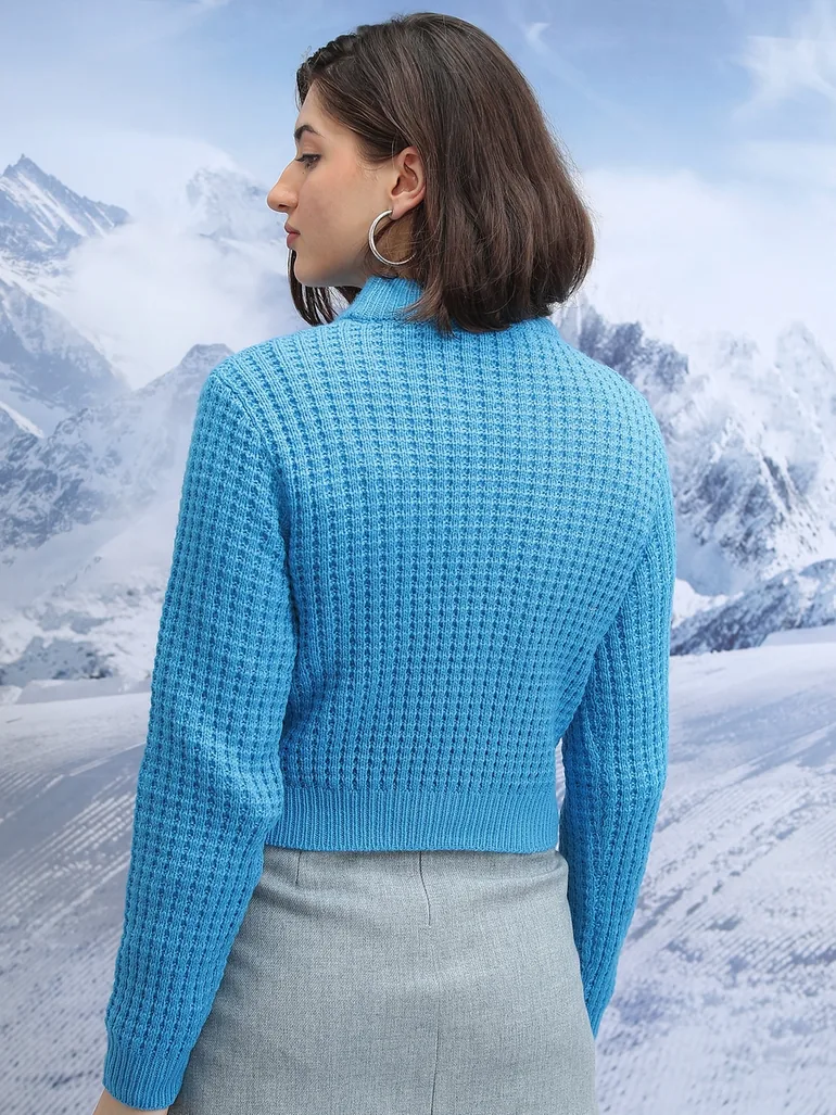 Textured Cable Knit Turtle Neck Sweater - 2