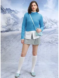 Textured Cable Knit Turtle Neck Sweater