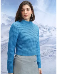 Textured Cable Knit Turtle Neck Sweater - 5