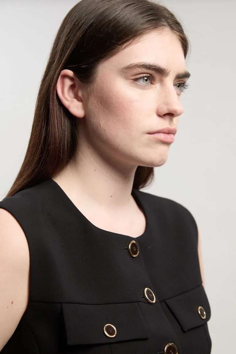 Compact Stretch Peplum Tailored Top - 1