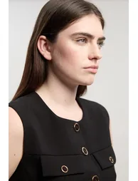 Compact Stretch Peplum Tailored Top - 1