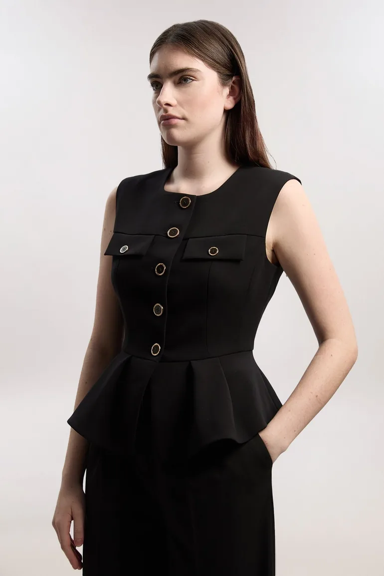 Compact Stretch Peplum Tailored Top