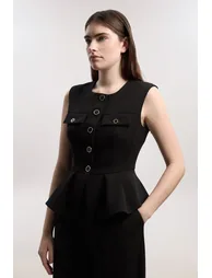 Compact Stretch Peplum Tailored Top