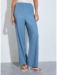 oversize fit long length shirt with shirt collar and wide leg pants modest set - 4