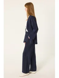 ELASTICATED WAIST CUPRA TROUSERS - 1